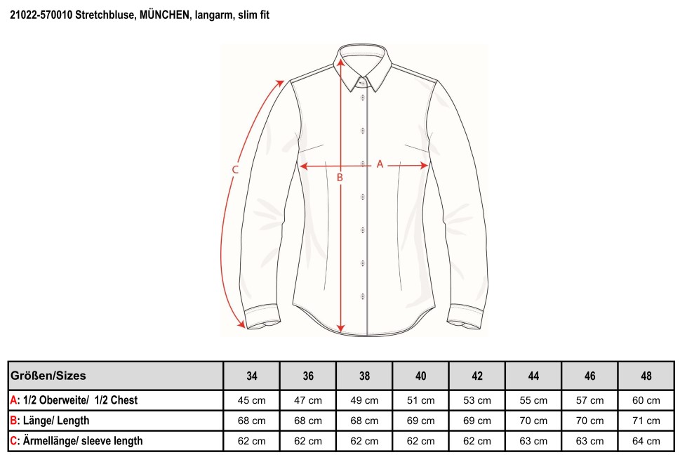 Stretchbluse, langarm, slim fit