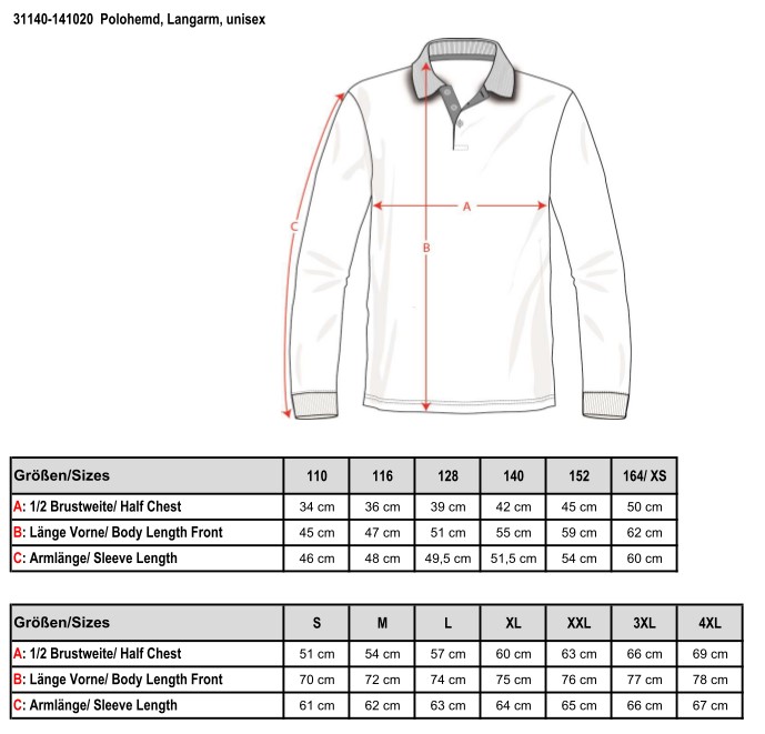 Polohemd, langarm, Unisex