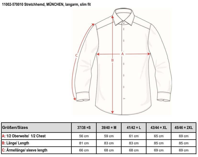 Stretchhemd, langarm, slim fit